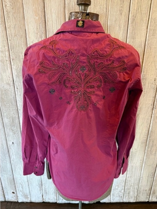 Toku Other - Embroidered Toku Magenta Button-Up Shirt